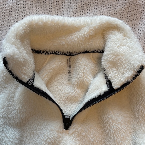 Calvin Klein Cream Fleece Half-Zip Pullover - Picture 3 of 6